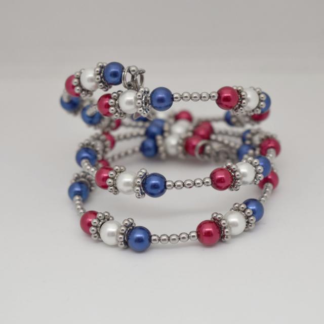 red white blue American patriot memory wire bracelet.jpg